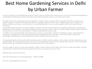 Best Home Gardening Services in Delhi by Urban