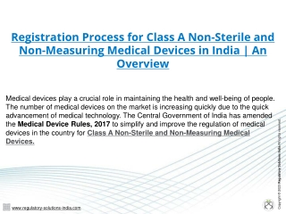 Registration Process for Class A Non-Sterile and Non-Measuring Medical Devices