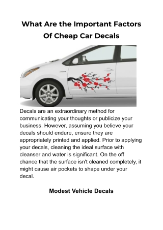 What Are the Important Factors Of Cheap Car Decals