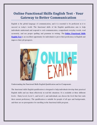 Online Functional Skills English Test - Your Gateway to Better Communication