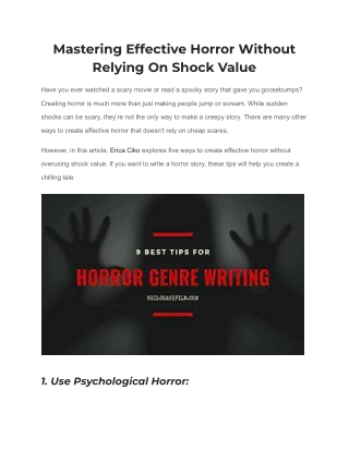 Mastering Effective Horror Without Relying On Shock Value