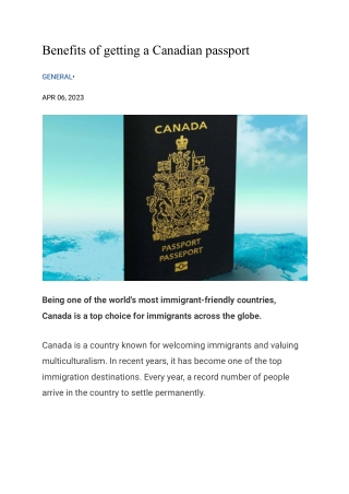 Benefits of getting a Canadian passport