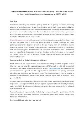 Clinical Laboratory Test Market
