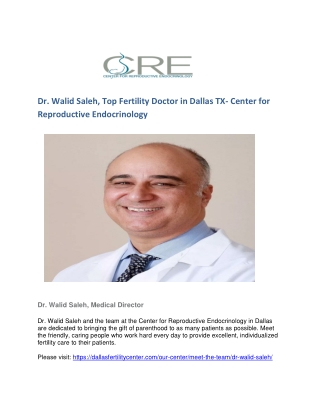 Dr. Walid Saleh, Top Fertility Doctor in Dallas TX- Center for Reproductive Endocrinology