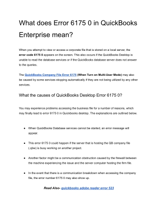 Causes and Solutions to Error 6175 0 in QuickBooks Enterprise