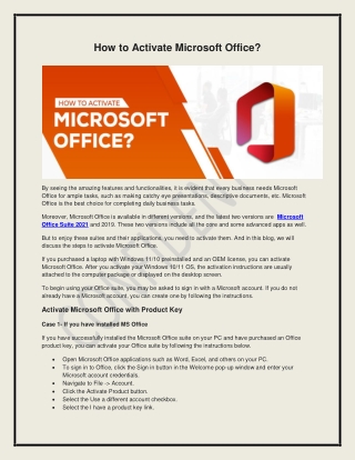 How To Activate Microsoft Office?