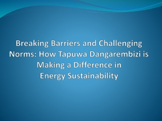 Breaking Barriers and Challenging Norms How Tapuwa Dangarembizi is Making a Difference in Energy Sustainability