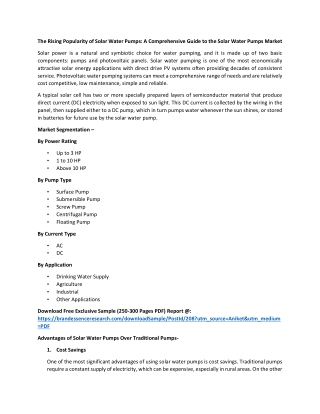 Solar Water Pumps Market