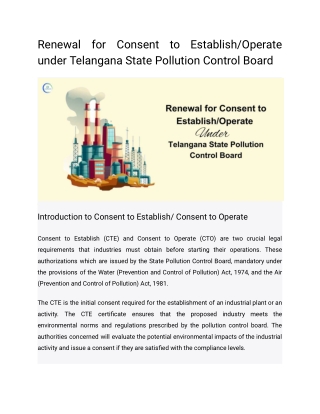 Renewal for for Consent to Establish_Operate under Telangana State Pollution Control Board.docx