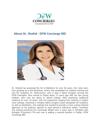 About Dr. Shahid - DFW Concierge MD