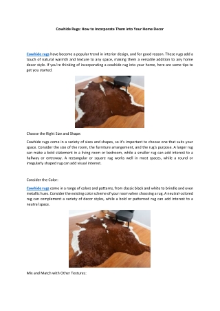Cowhide Rugs How to Incorporate Them into Your Home Decor