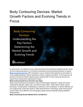 Body Contouring Devices_ Understanding the Key Factors Determining the Market Growth and Evolving Trends