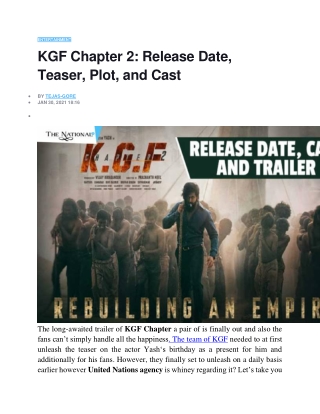 KGF Chapter 2 Release Date, Teaser, Plot, and Cast