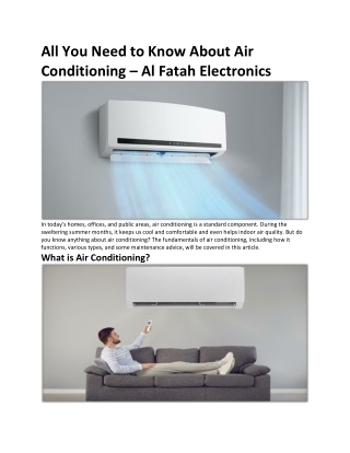 All You Need to Know About Air Conditioning – Al Fatah Electronics