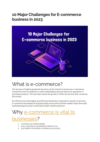 10 Major Challenges for E-commerce business in 2023