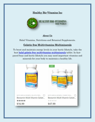 Halal Gelatin Free Multi-Vitamins and Multi-Minerals