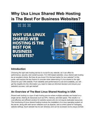 Why Usa Linux Shared Web Hosting is The Best For Business Websites_