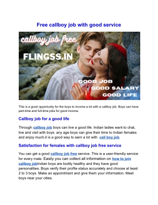 Free callboy job with good service