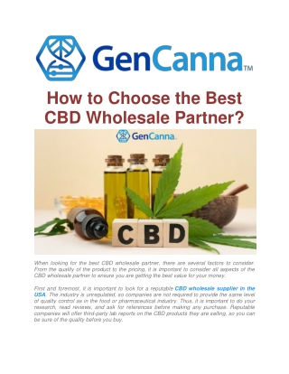 How to Choose the Best CBD Wholesale Partner in USA