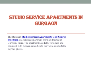 Studio Service Apartments in Gurgaon
