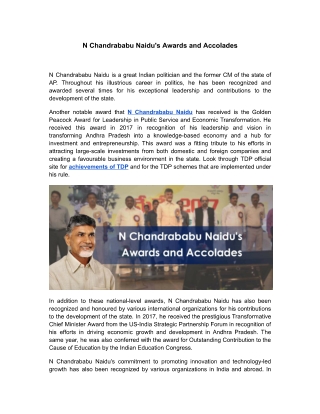 N Chandrababu Naidu's Awards and Accolades