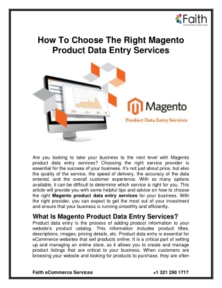 How To Choose The Right Magento Product Data Entry Services