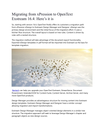 Migrating from xPression to OpenText Exstream 16.4 Here’s it is