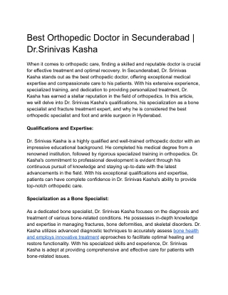 Best Orthopedic Doctor in Secunderabad _ Dr