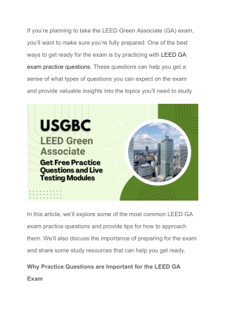 LEED GA Exam Practice Questions