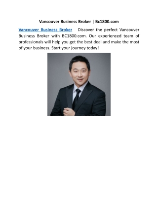 Vancouver Business Broker | Bc1800.com