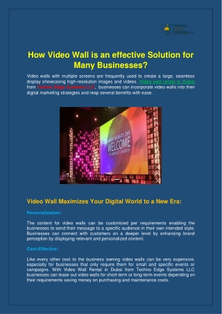 How Video Wall is an effective Solution for Many Businesses