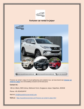 Fortuner car rental in jaipur