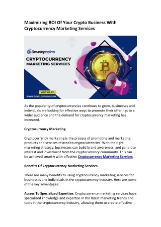 Cryptocurrency Marketing Services