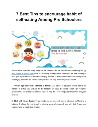 7 Best Tips to encourage habit of self-eating Among Pre Schoolers