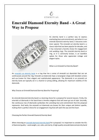 Emerald Diamond Eternity Band - A Great Way to Propose