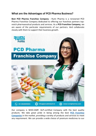 What are the advantages of a PCD pharma business