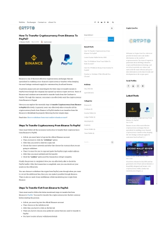 Transfer Cryptocurrency From Binance To Paypal