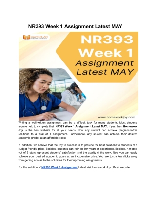 NR393 Week 1 Assignment Latest MAY