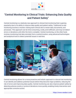 Central Monitoring in Clinical Trials: Enhancing Data Quality and Patient Safety