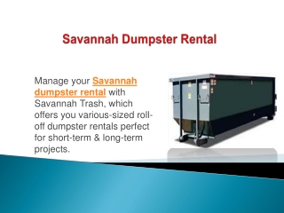 Savannah Dumpster Rental