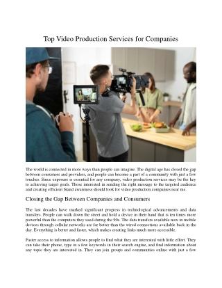 Top Video Production Services for Companies