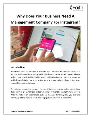 Why Does Your Business Need A Management Company For Instagram