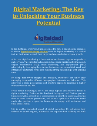 Digital Marketing The Key to Unlocking Your Business Potential