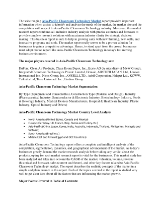 Asia-Pacific Cleanroom Technology Market