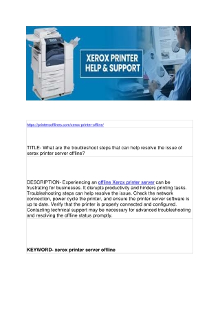 What are the troubleshoot steps that can help resolve the issue of xerox printer