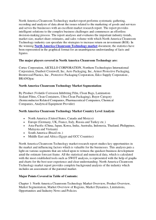 North America Cleanroom Technology Market