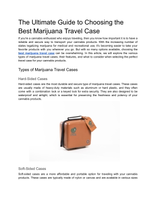 The Ultimate Guide to Choosing the Best Marijuana Travel Case