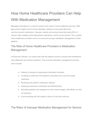 How Home Healthcare Providers Can Help With Medication Management