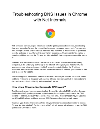 Troubleshooting DNS Issues in Chrome with Net Internals