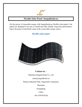 Flexible Solar Panel  Sungoldsolar.us
